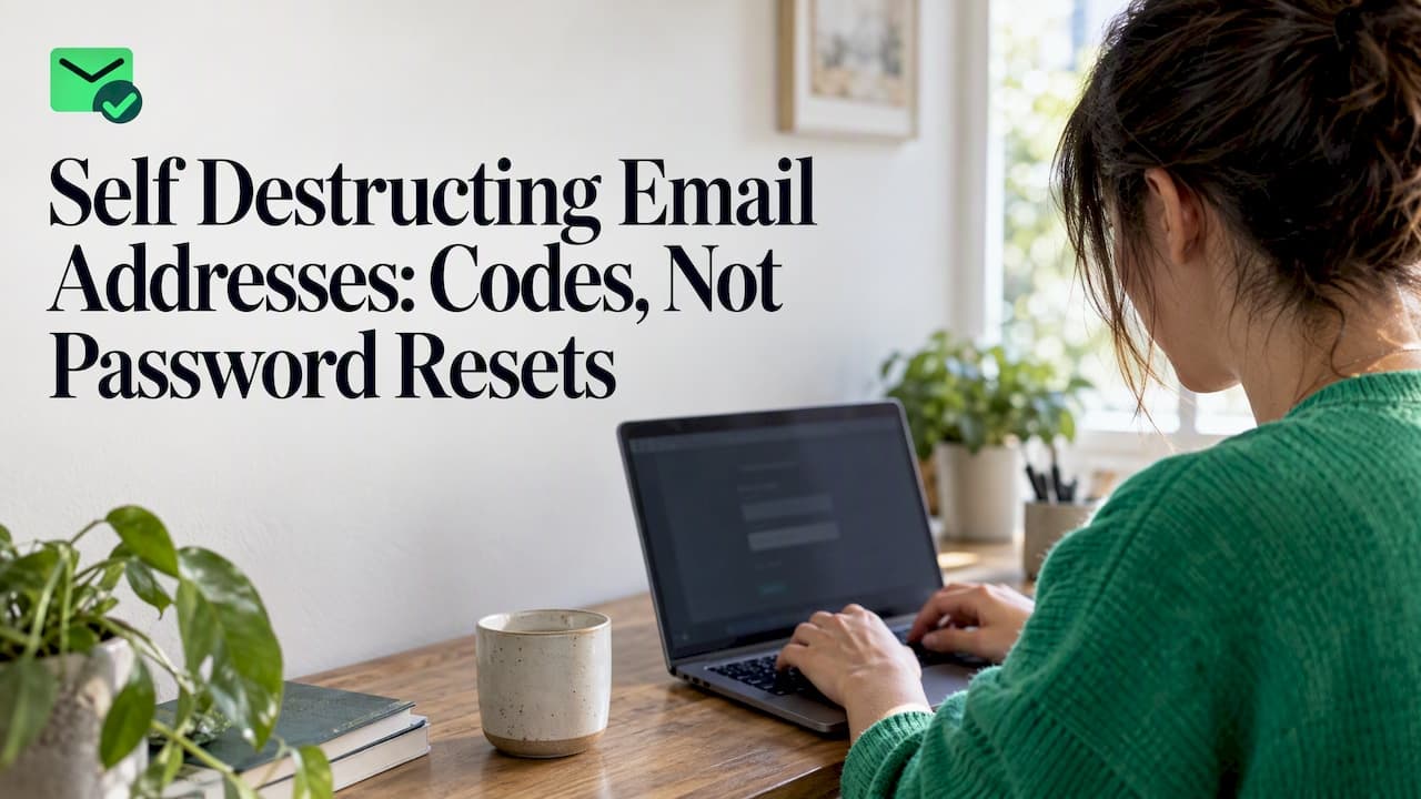 Self Destructing Email Addresses: Codes, Not Password Resets